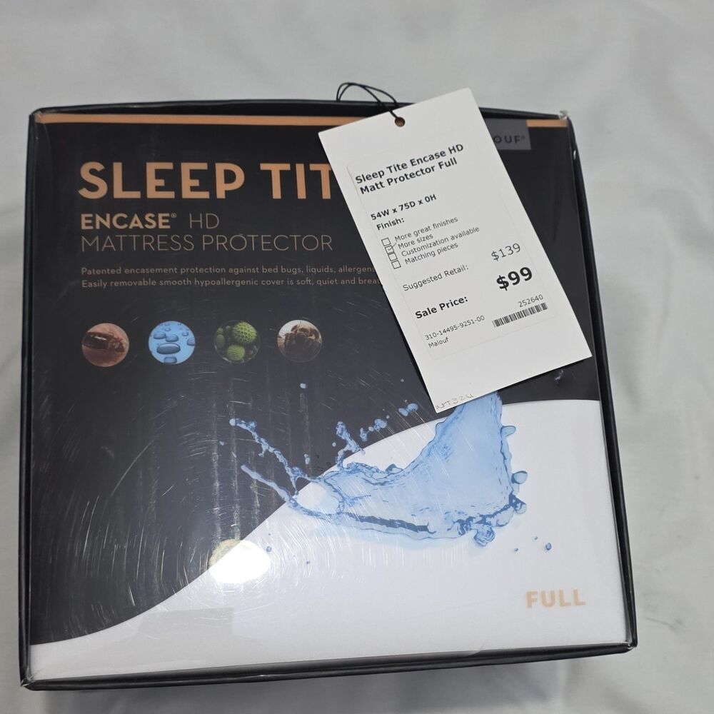 FULL Malouf Sleep Tite Encase Bed Bug Waterproof Mattress Protector SL0PFFEP